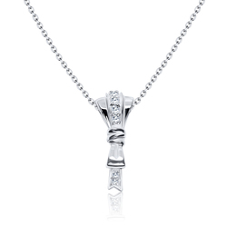 Bow Style CZ  Silver Necklace SPE-3312